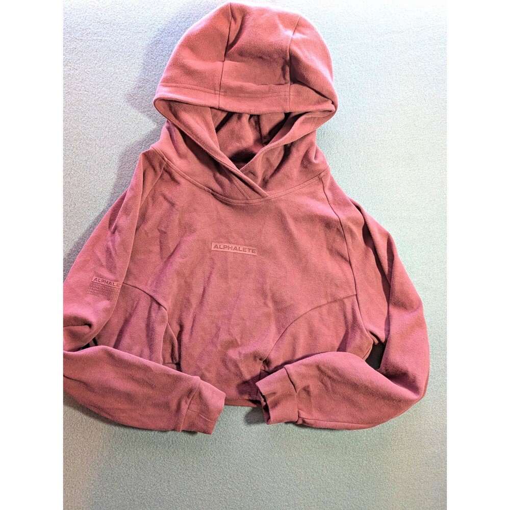 Alphalete Amplify Women's M Pink Fleece Pullover Hoodie Logo Athleisure